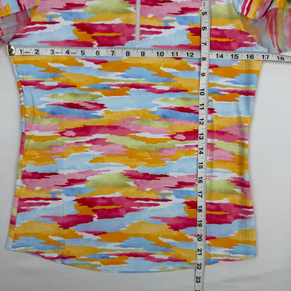 IBKUL Jessie Watermelon Multi Zip Mock Neck Sun Shirt UPF 50+ Women XS Golf NWT - Picture 8 of 8